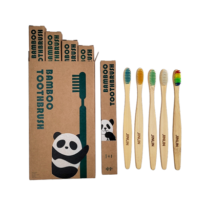 bamboo toothbrush nylon bristles,natrual handle, mid box packaging